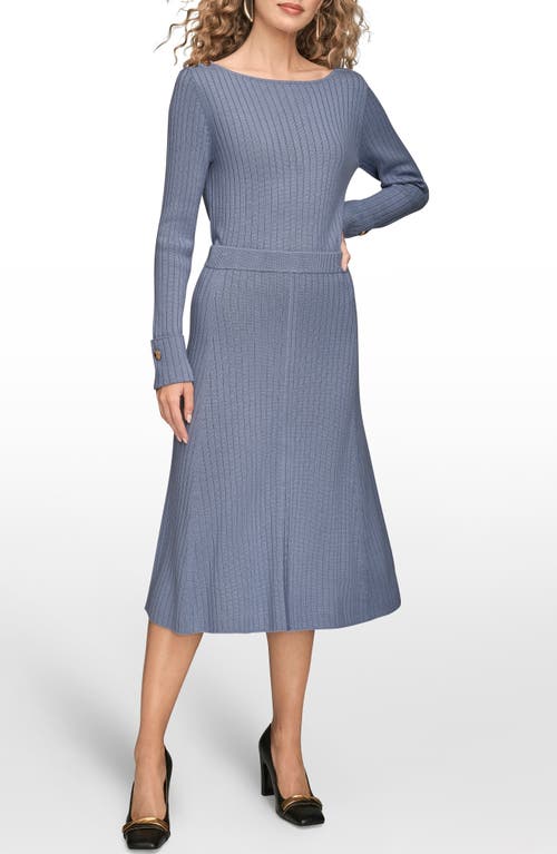 Donna Karan New York Rib Midi Sweater Skirt In Gray