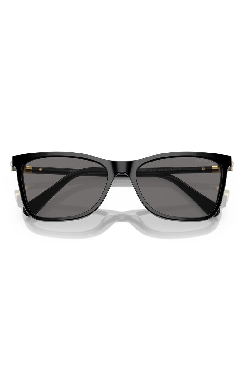Swarovski 56mm Polarized Rectangular Sunglasses, Alternate, color, Black