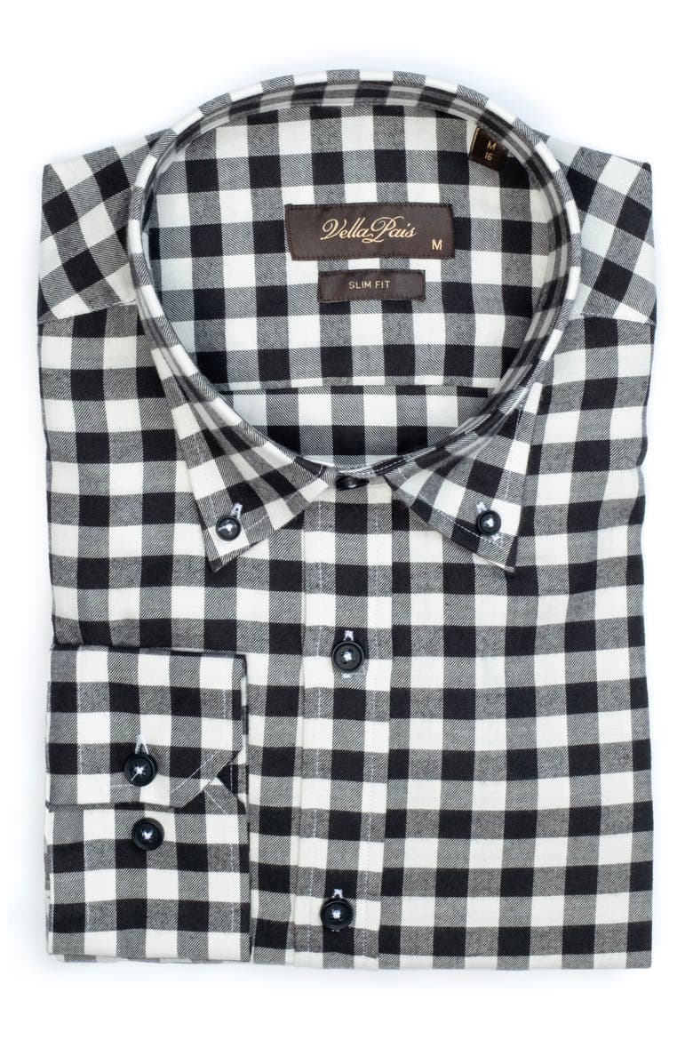 Gingham Cotton Slim Fit Button Down Shirt, Alternate, color, NAVY BLUE