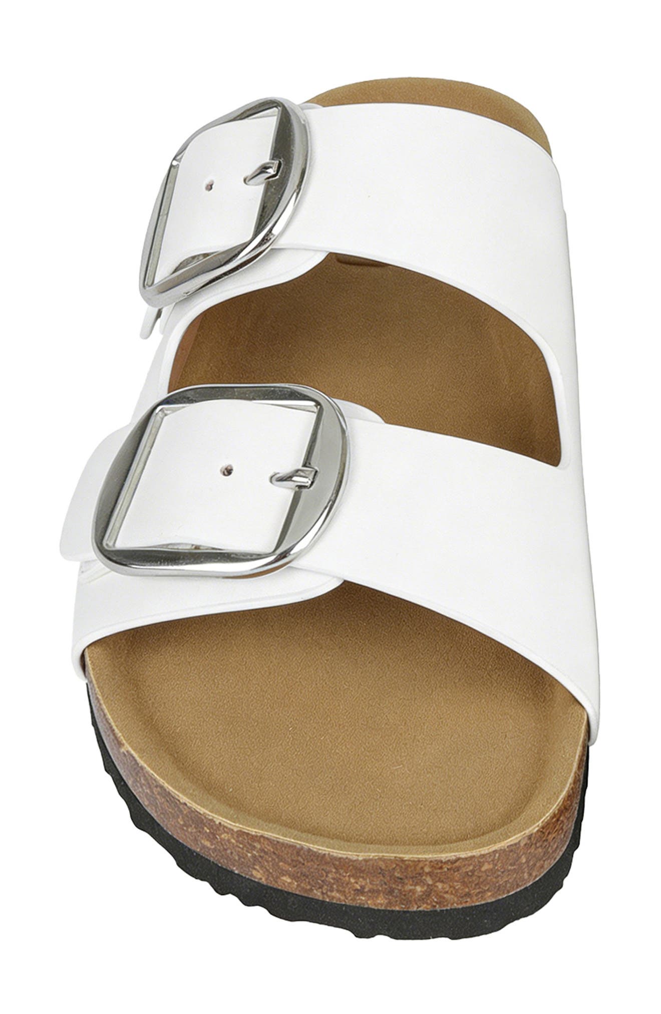Griffin Faux Leather Double Strap Slide Sandal, Alternate, color, WHITE
