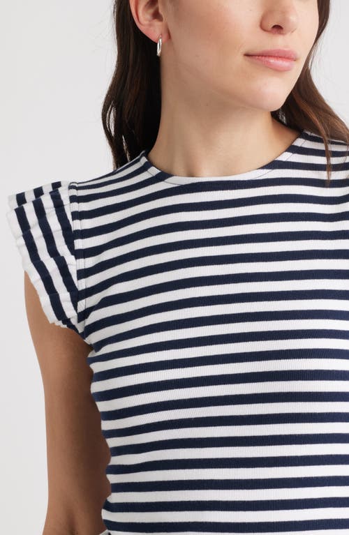 Caslonr Caslon(r) Stripe Ruffled Knit Top In Multi