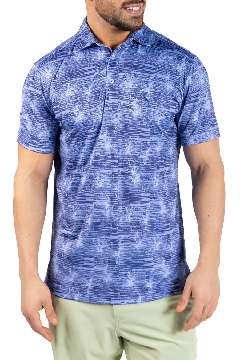 Abstract Orchid Print Performance Polo, Main, color, NAVY