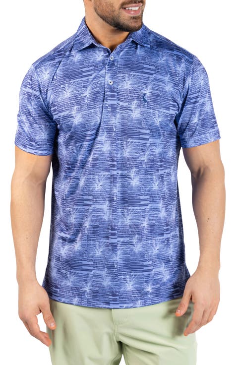 Abstract Orchid Print Performance Polo