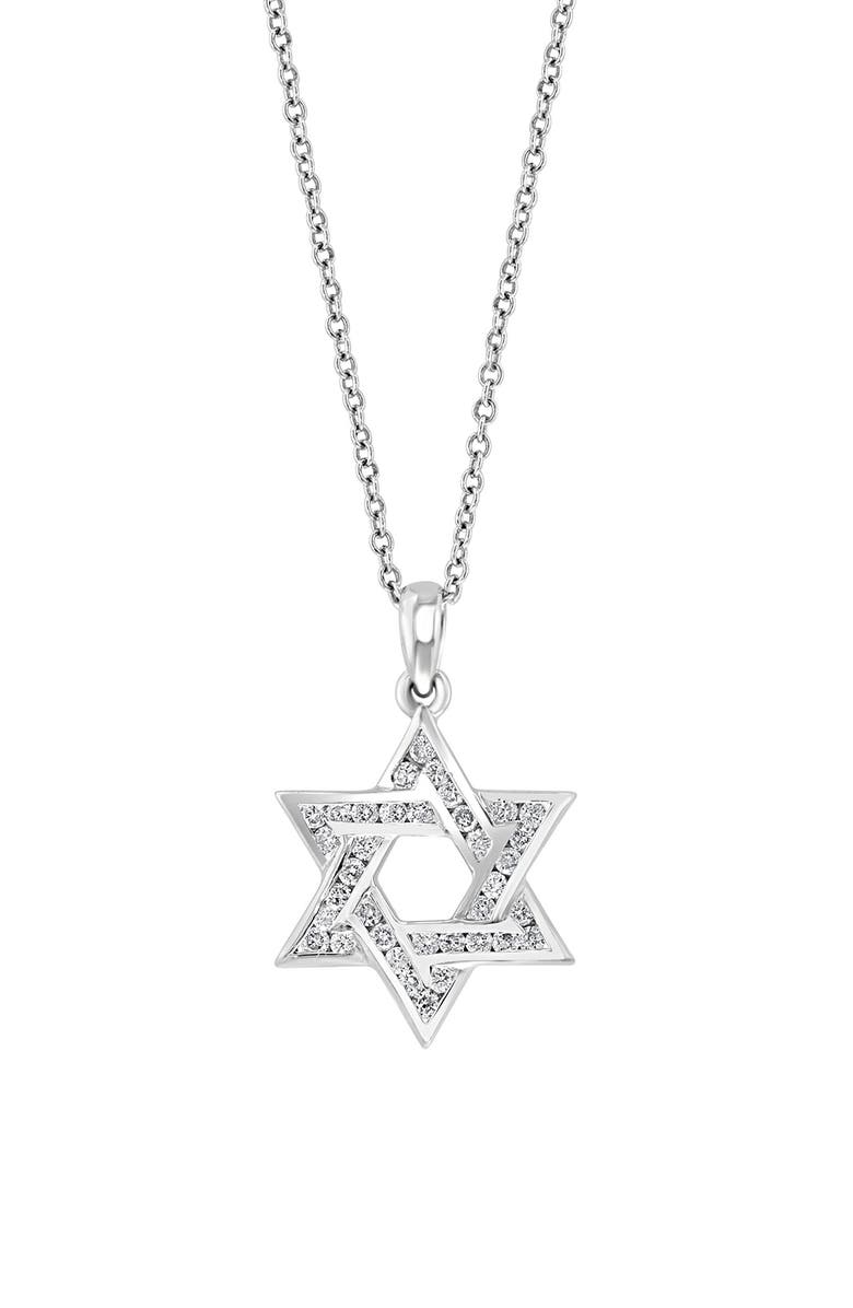 EFFY 14K White Gold Diamond Star of David Pendant Necklace - 0.32 ctw., Main, color, 
