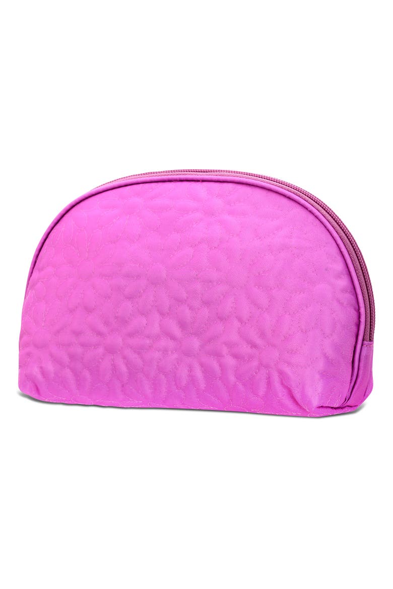Kids' Quilted Floral Nylon Cosmetics Bag, Alternate, color, PURPLE