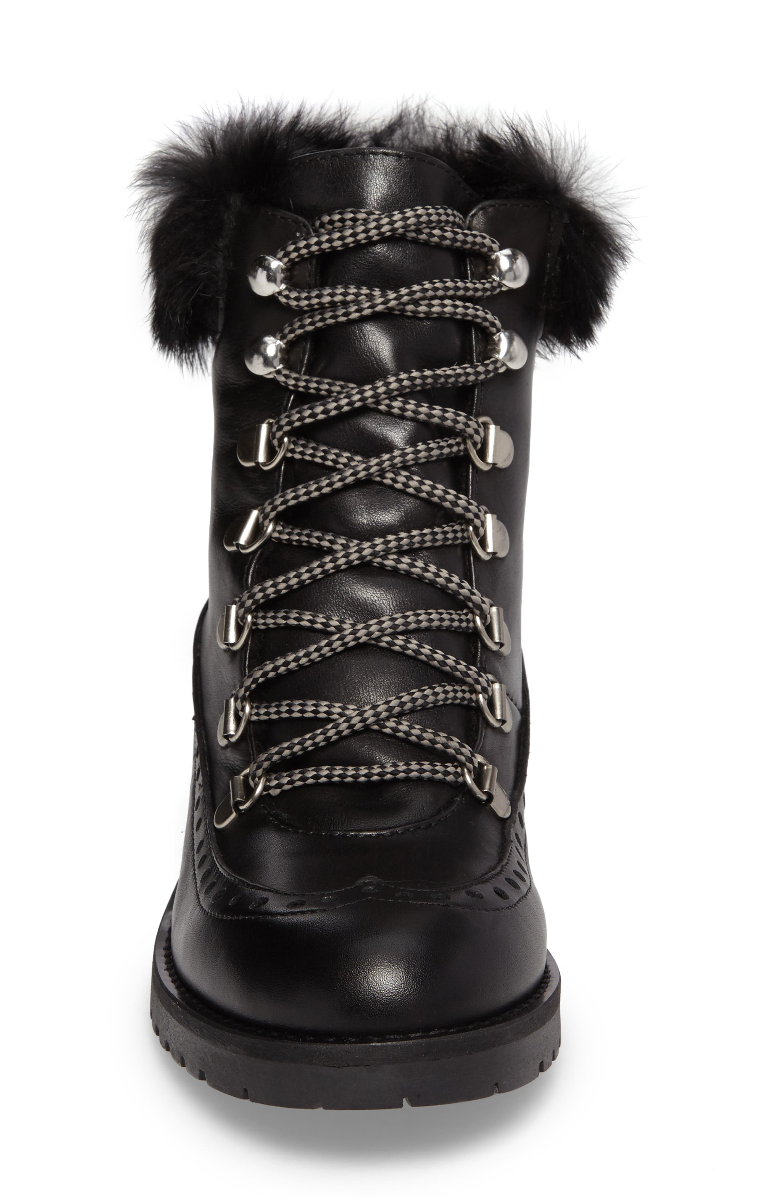 Charles David Rugby Genuine Rabbit Fur Lace-Up Boot, Alternate, color, 