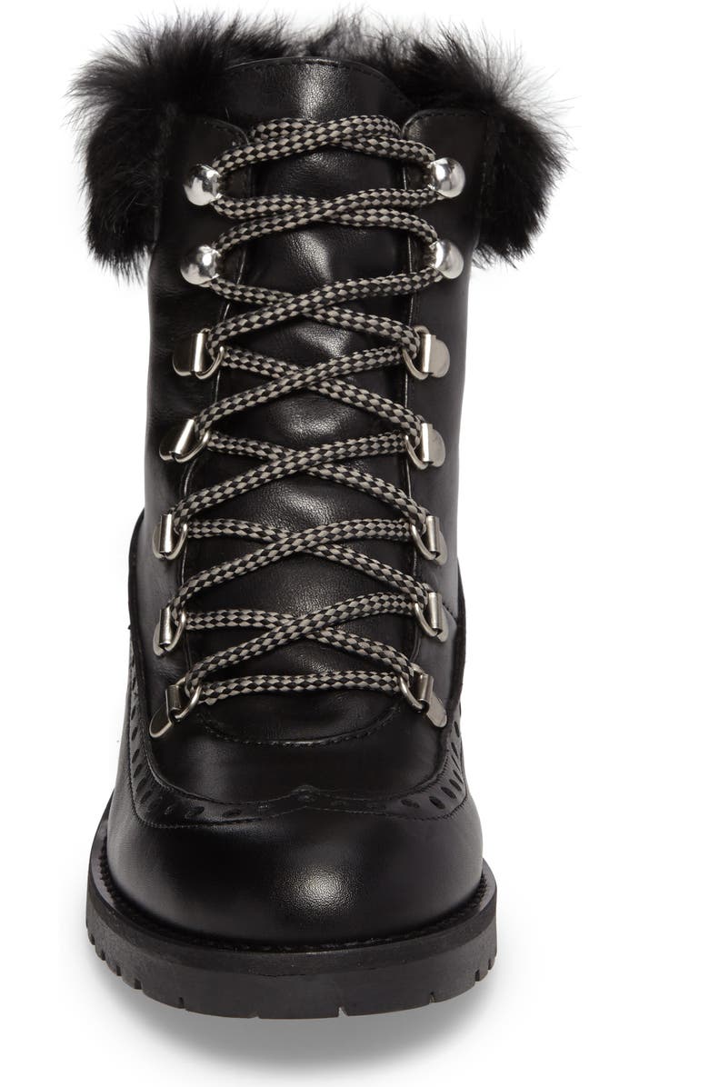 Charles David Rugby Genuine Rabbit Fur Lace-Up Boot, Alternate, color,