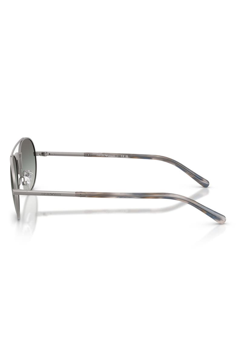 Emporio Armani 57mm Gradient Pilot Sunglasses, Alternate, color, Matte Gunmetal / Gradient Grey