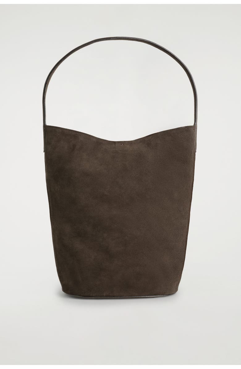 COS Paradigm Tote Bag - Suede, Main, color, Dark Brown