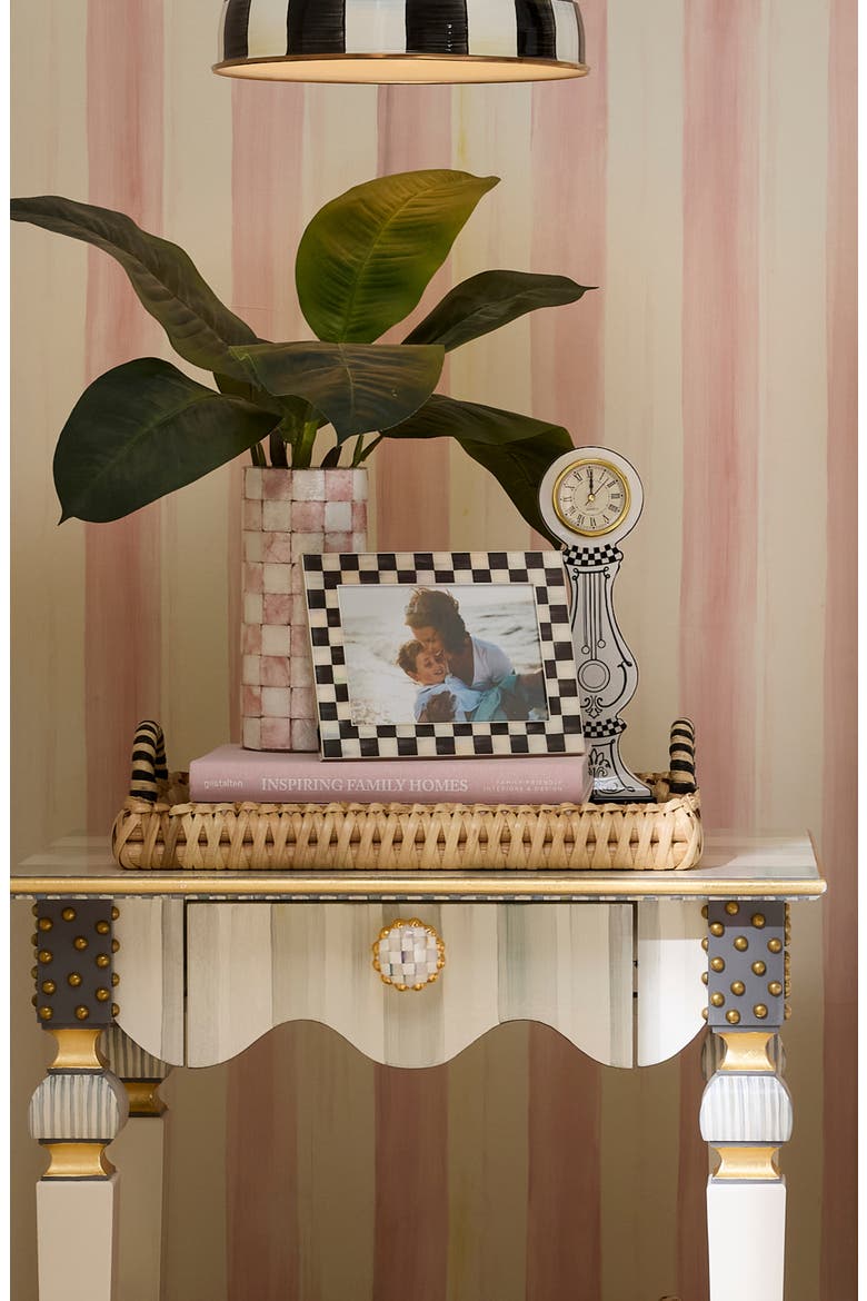 Courtly Check Silver Plate 5 x 7-Inch Picture Frame, Alternate, color, BLACK/ WHITE