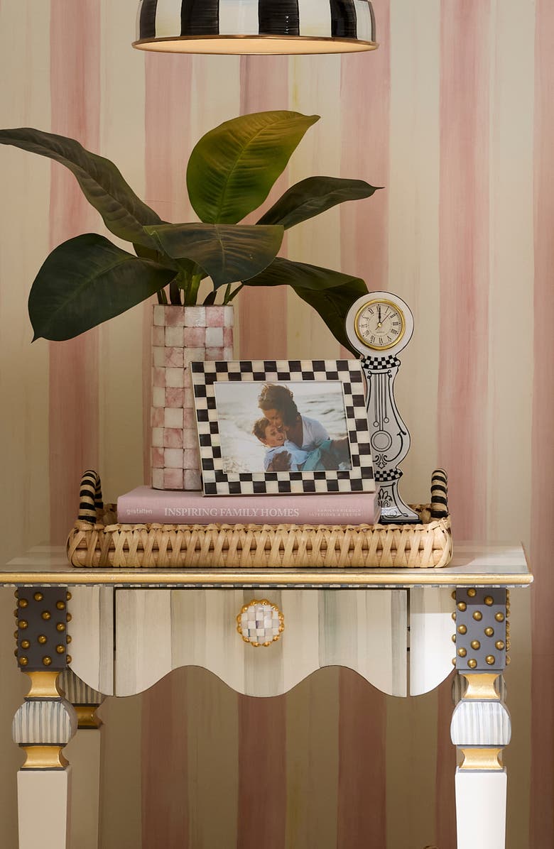 MACKENZIE CHILDS Courtly Check Silver Plate 5 x 7-Inch Picture Frame, Alternate, color, Black/ White