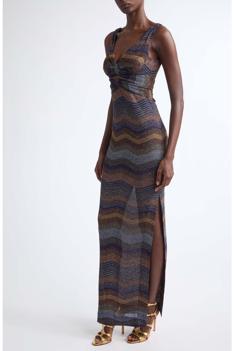Metallic Zigzag Stripe Maxi Dress, Alternate, color, SMSS7-MULTI VIOLET