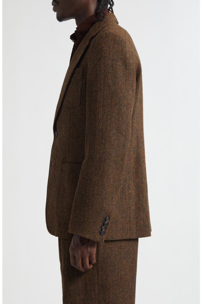 Wool Herringbone Sack Jacket, Alternate, color, BROWN