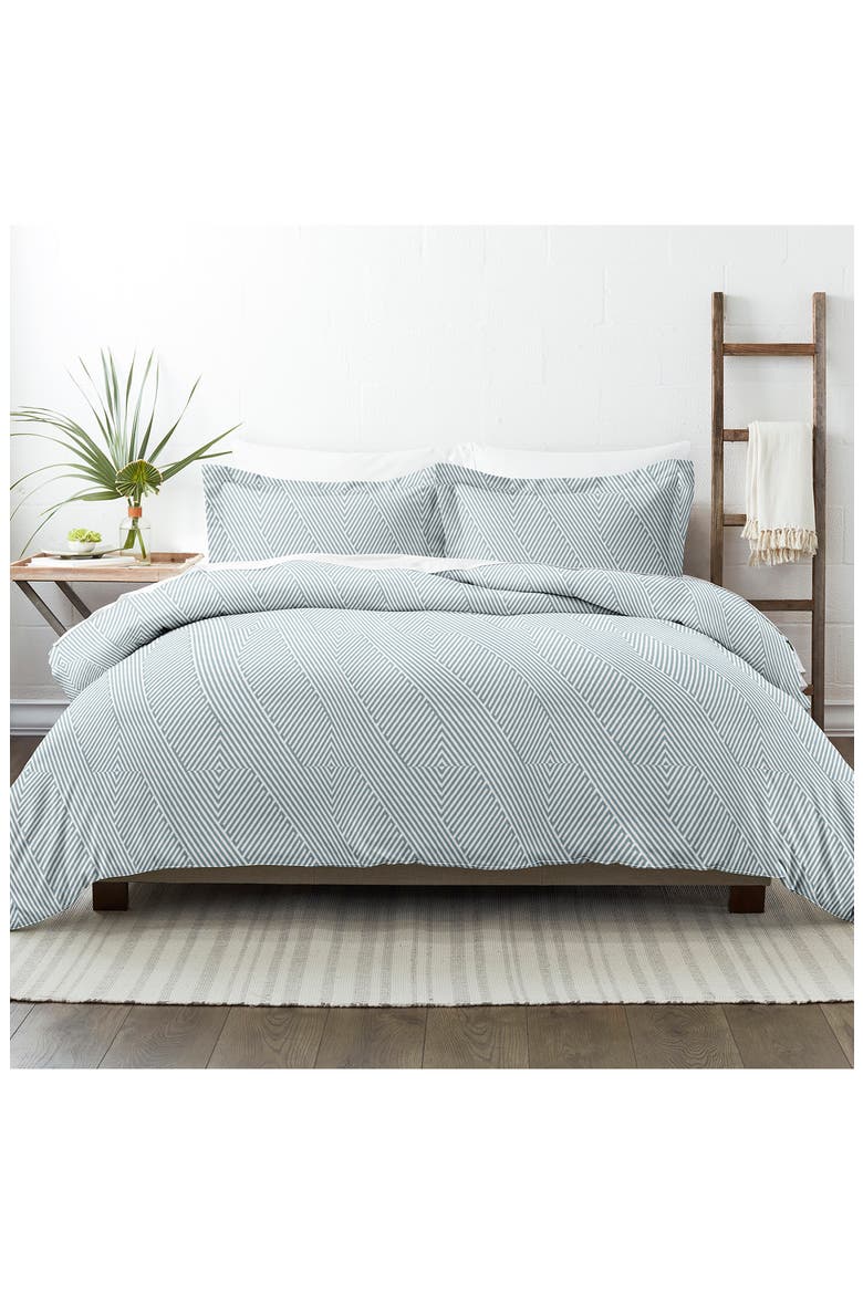 HOME SPUN Premium Ultra Soft Modern Diagonal 3-Piece Duvet Cover Set, Alternate, color, LIGHT BLUE