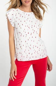 Liverpool Los Angeles Pleated Flutter Sleeve Top