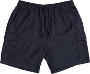 BURNSIDE Cotton & Linen Blend Cargo Shorts
