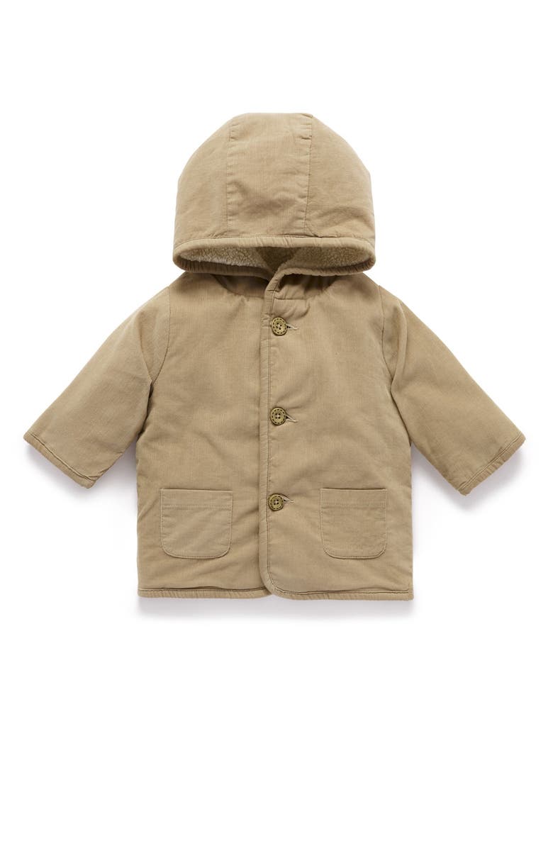 Purebaby Corduroy Shearling Jacket, Main, color, Mushroom