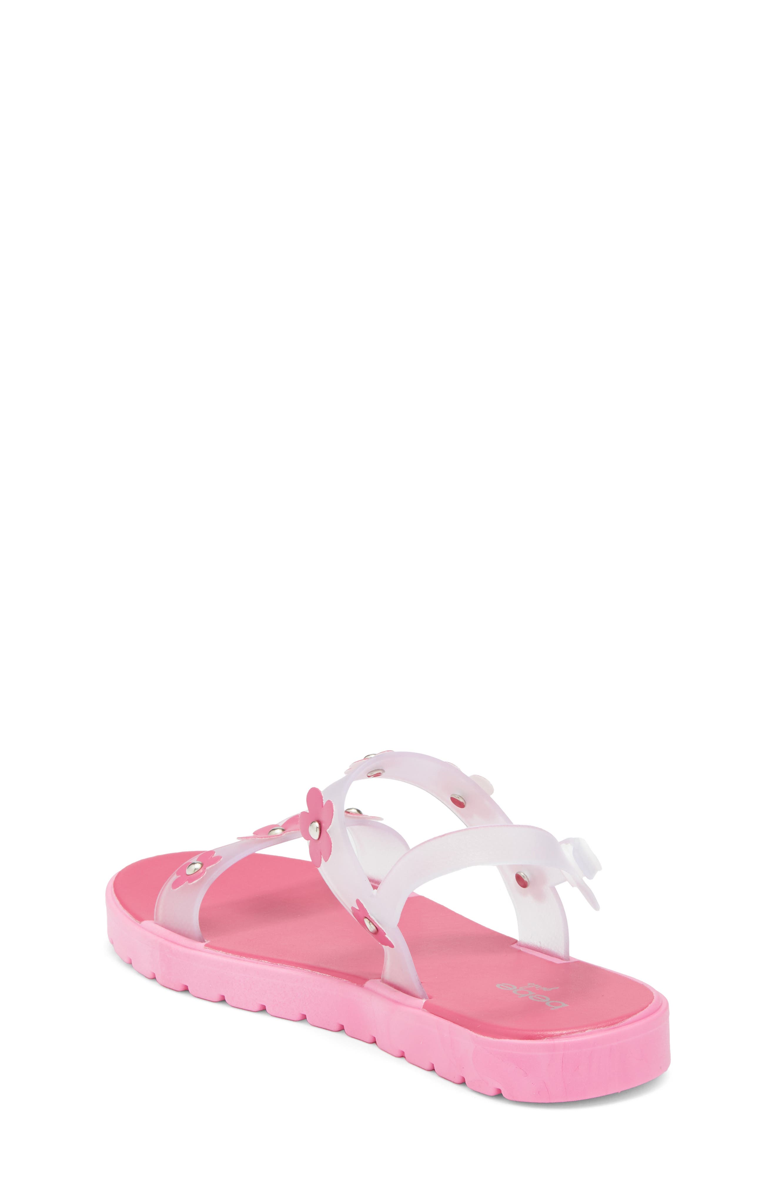 bebe Kids' Flower Rivet Double Strap Sandal, Alternate, color, Fuschia