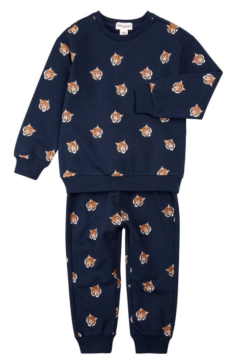 MILES THE LABEL Go Tigers Sweatshirt & Sweatpants Set, Main, color, Navy