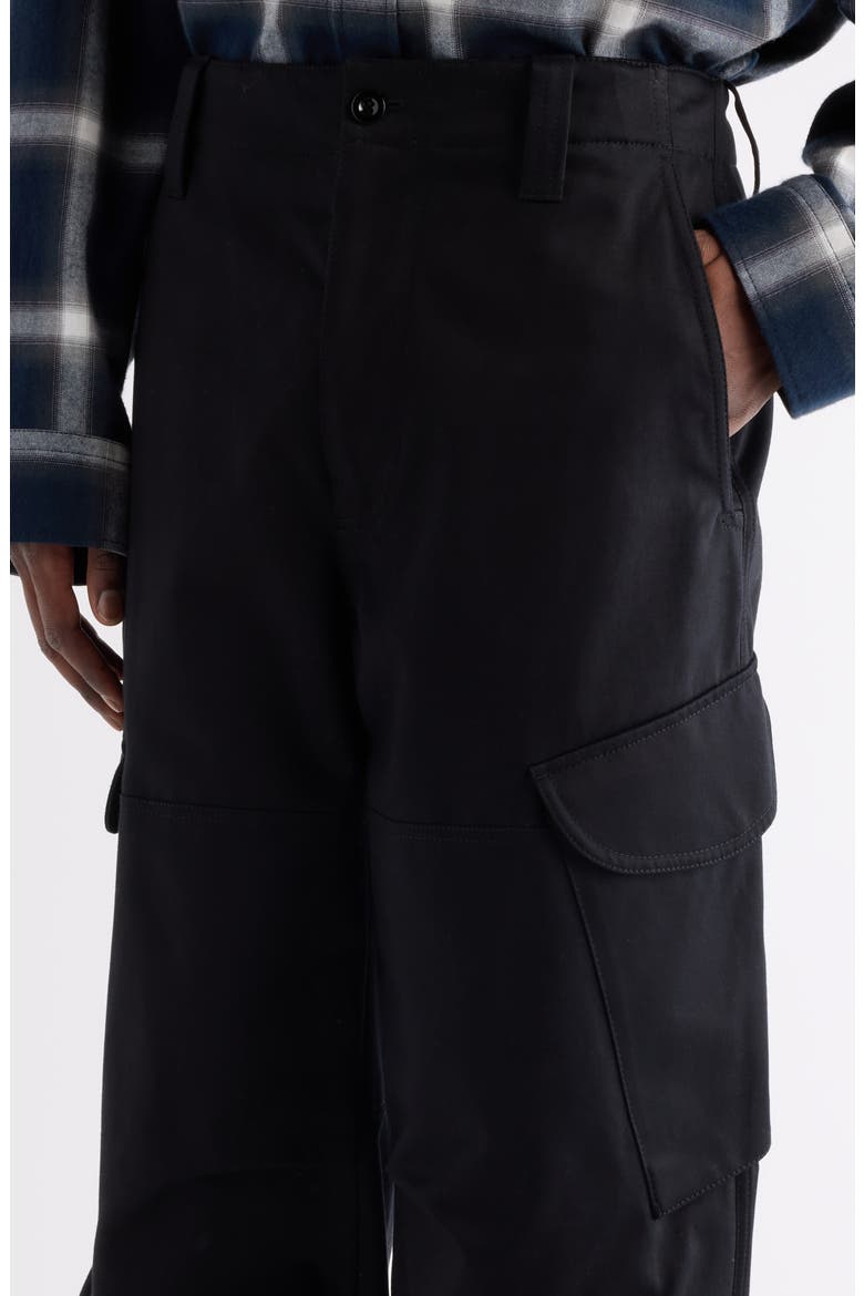Patsono Heavyweight Organic Cotton Sateen Wide Leg Cargo Pants, Alternate, color, BLACK