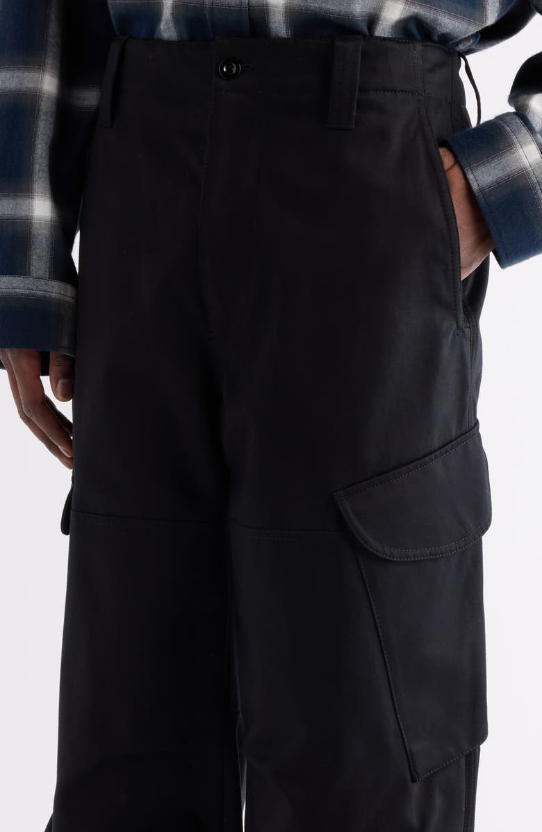 Acne Studios Patsono Heavyweight Organic Cotton Sateen Wide Leg Cargo Pants, Alternate, color, Black