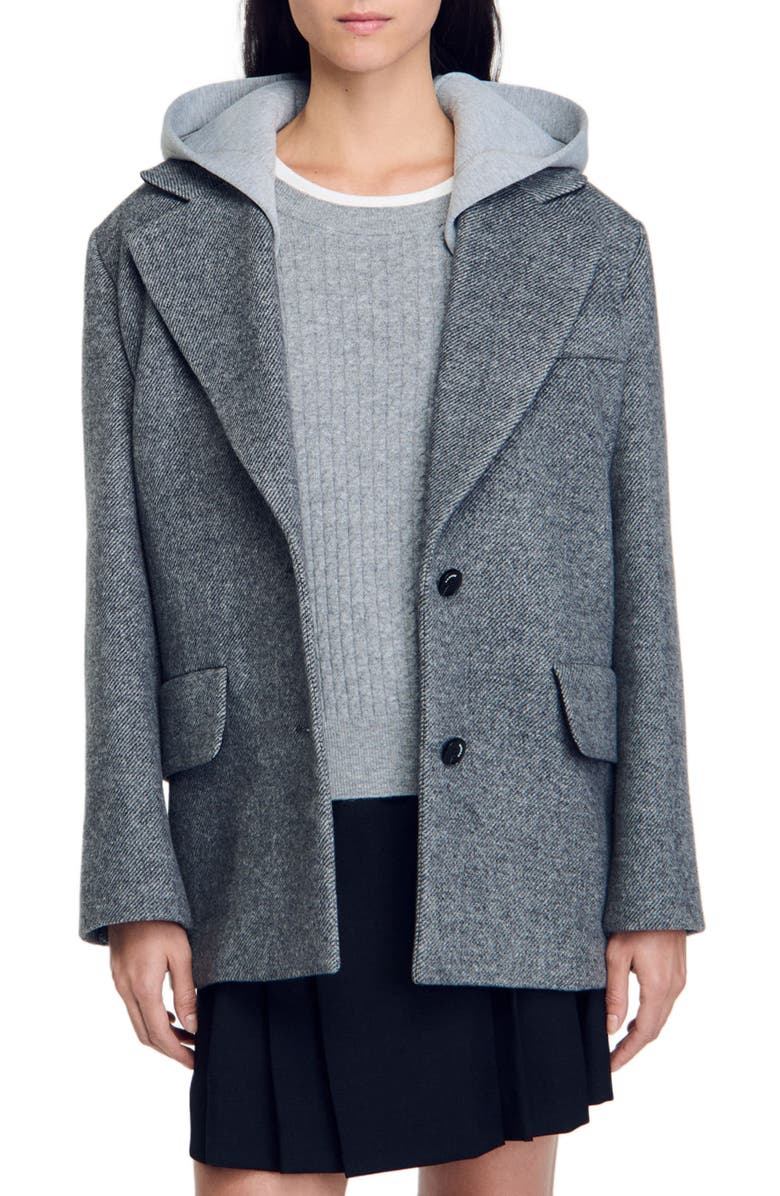 SANDRO Jacket with removable hood, Main, color, 