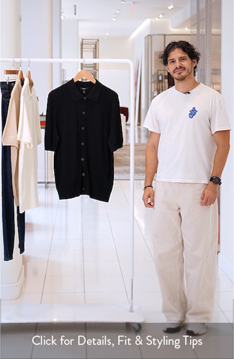 Thames Pointelle Knit Short Sleeve Button-Up Shirt, sales video thumbnail