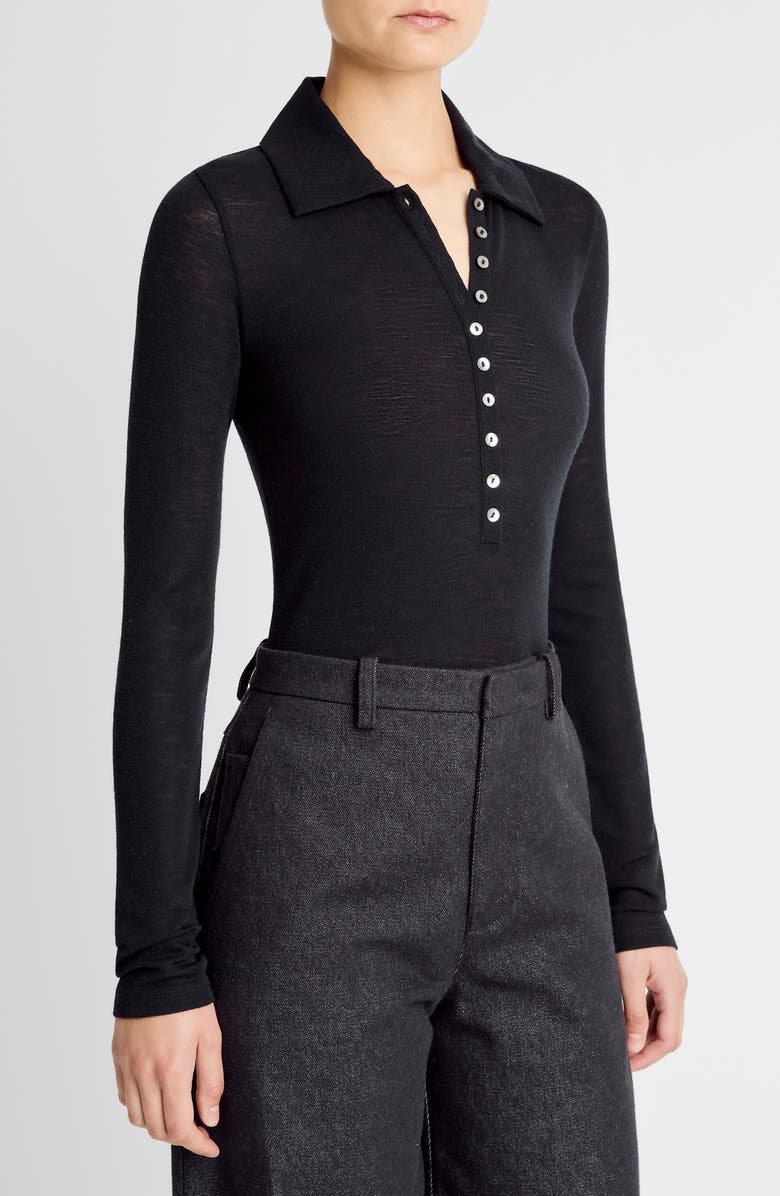 Vince Wool Long Sleeve Polo, Alternate, color, Coastal