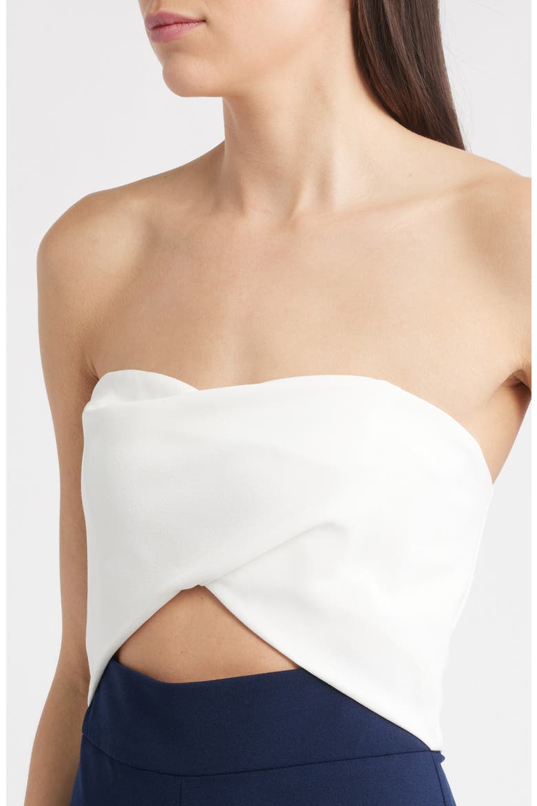 Jada Strapless Wide Leg Jumpsuit, Alternate, color, PEARL/ NAVY
