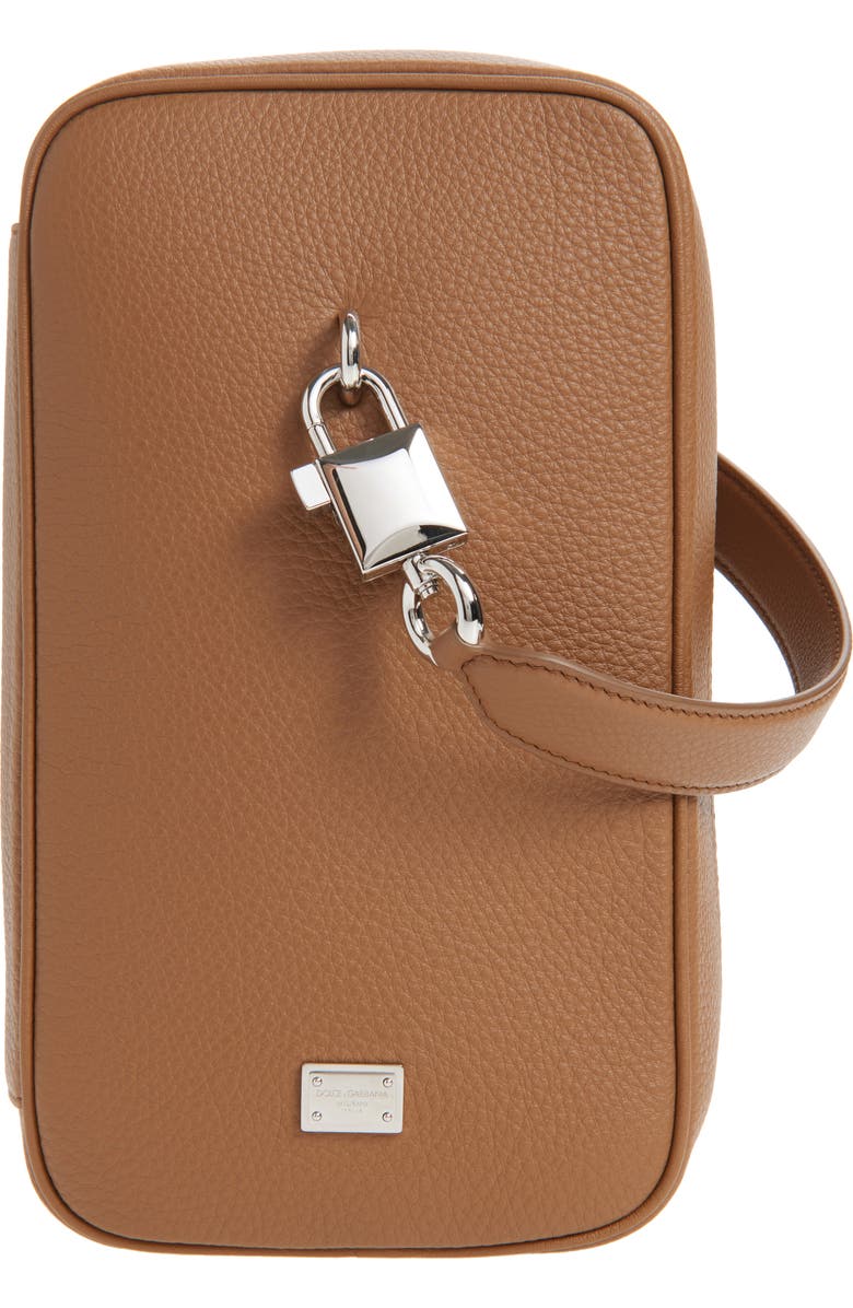 Dolce&Gabbana Lock Leather Bag, Main, color, Caramello