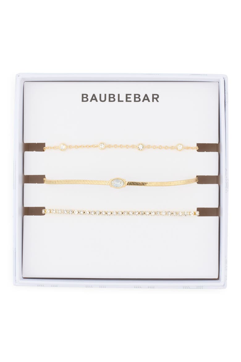 Set of 3 Chain Bracelets, Main, color, GOLD