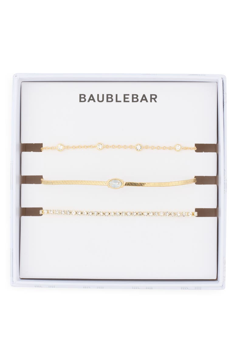 BaubleBar Set of 3 Chain Bracelets, Main, color, Gold