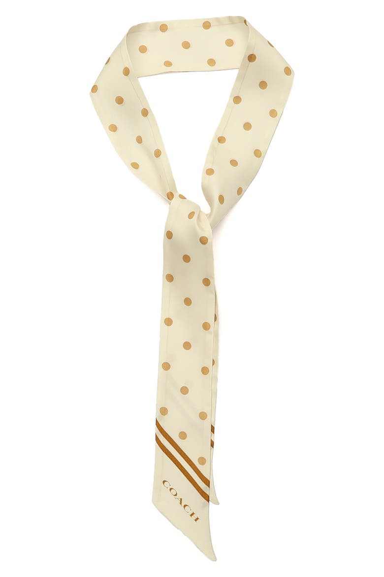 Polka Dot Silk Skinny Scarf, Alternate, color, CHALK