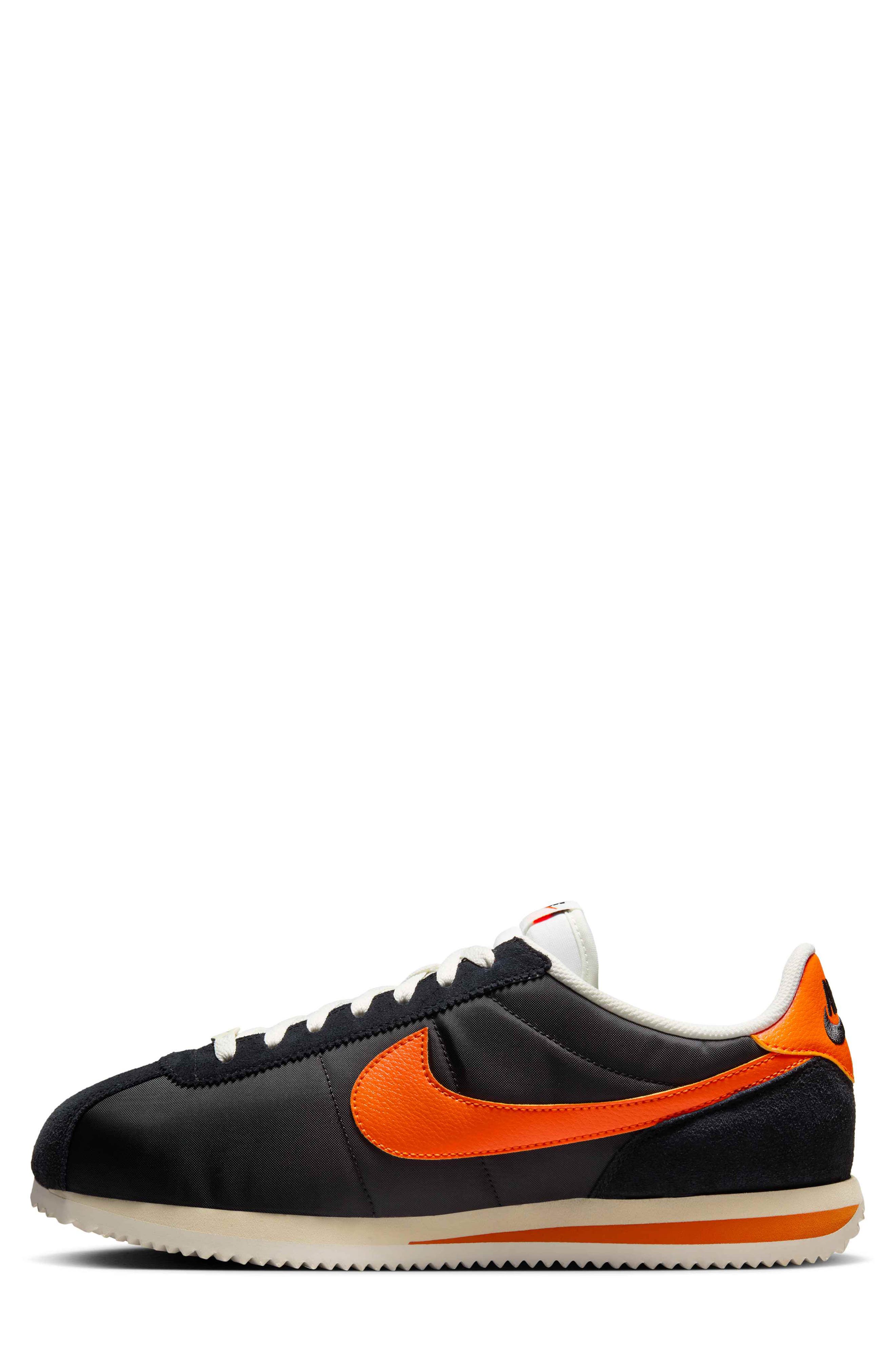 Cortez TXT Sneaker, Alternate, color, BLACK/ SAIL/ SAFETY ORANGE