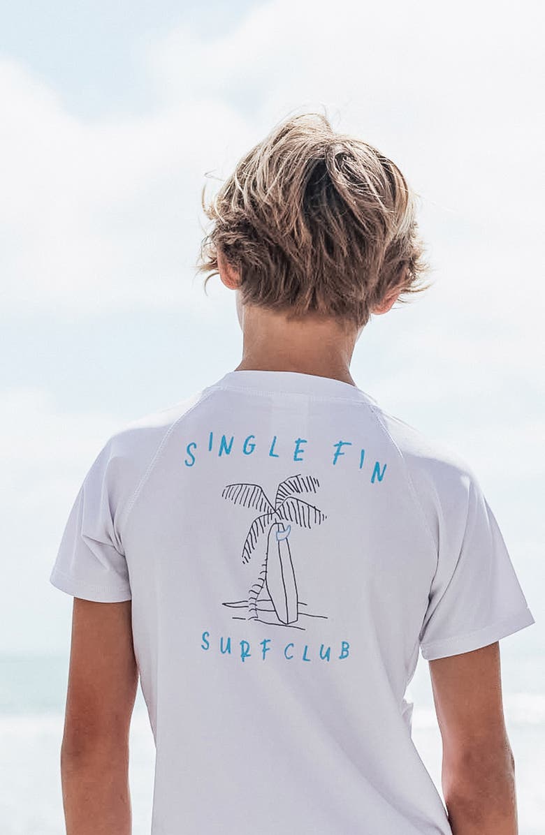 Feather 4 Arrow Kids' Single Fin Short Sleeve Rashguard, Alternate, color, 