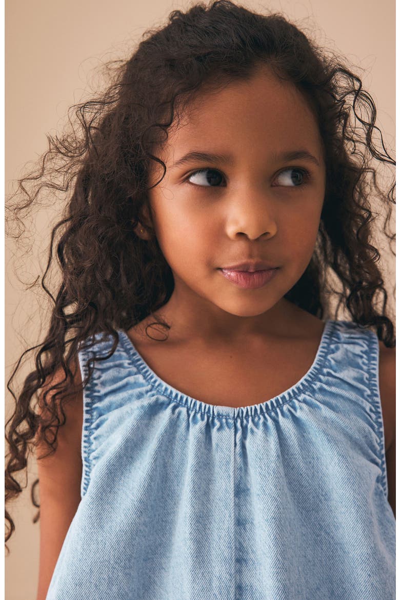 Kids' Denim Romper, Alternate, color, BLUE
