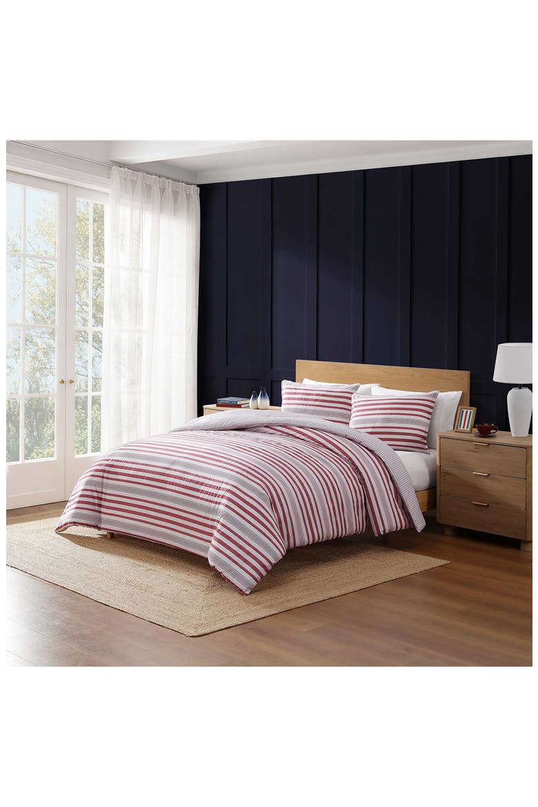 Mandalay Beach Stripe Comforter & Shams Set, Alternate, color, IVORY/ WHITE/ RED