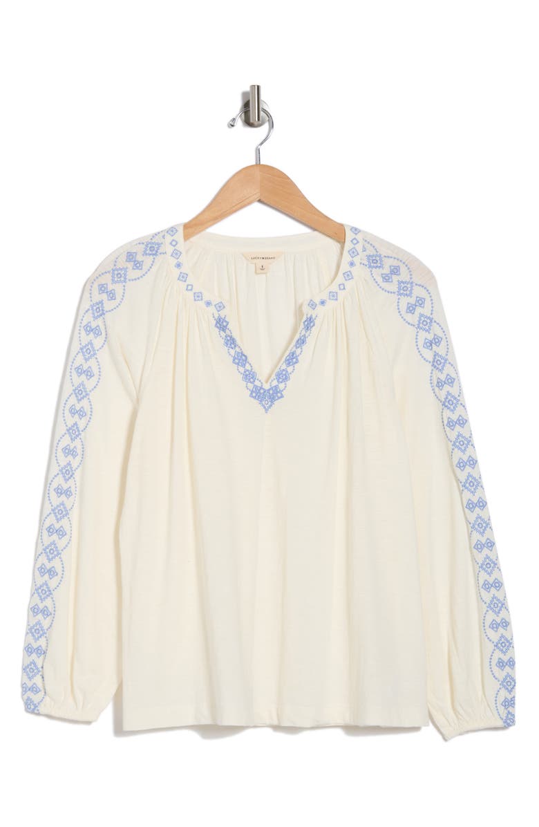 Lucky Brand Embroidered Cotton Top, Alternate, color,