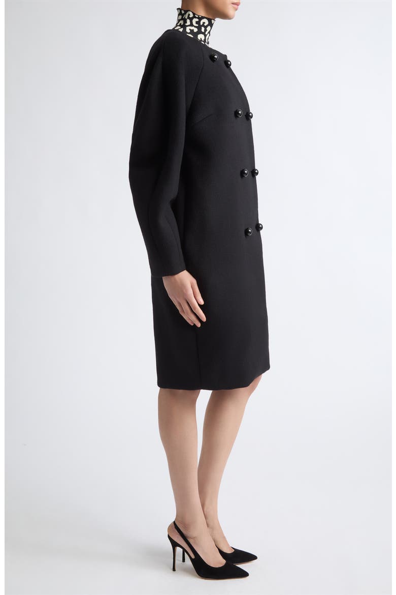 Double Breasted Wool Cocoon Coat, Alternate, color, BLACK