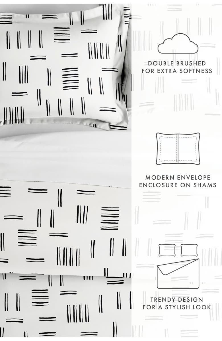 HOMESPUN Premium Ultra Soft Geo Dash 3-Piece Duvet Cover Set, Alternate, color, Gray