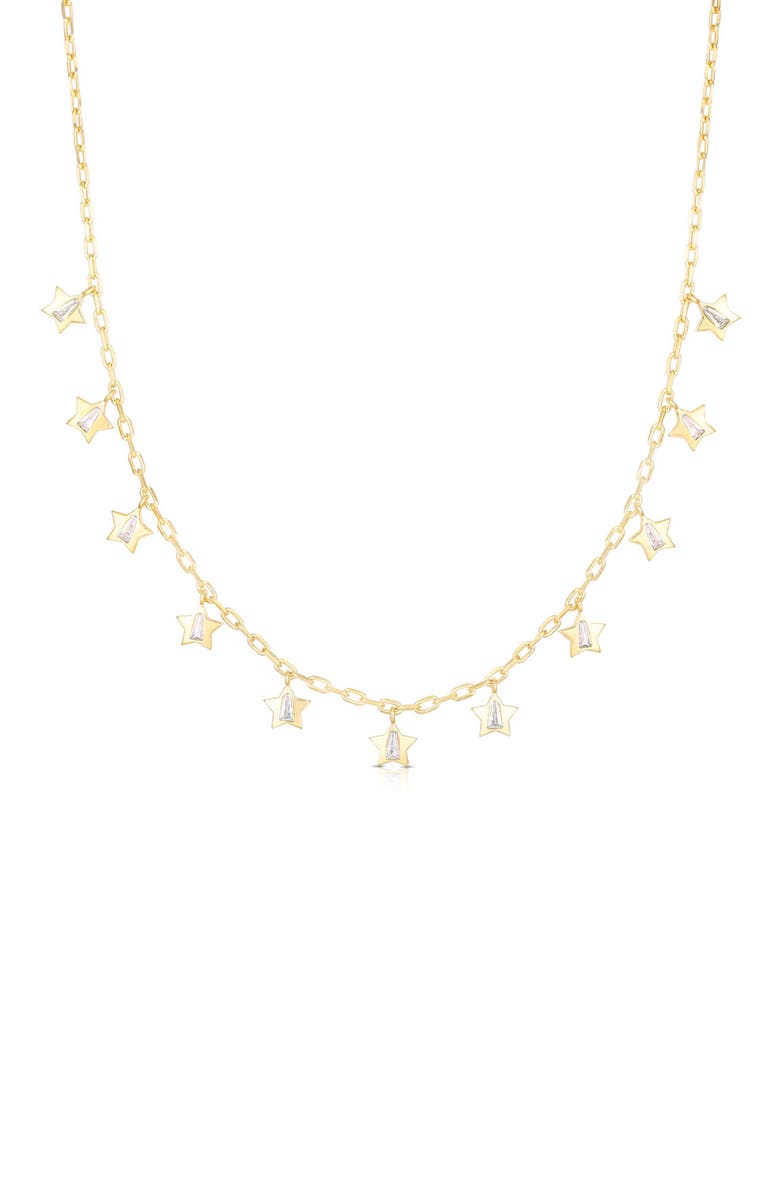 SPHERA MILANO Sterling Silver & CZ Star Charm Necklace, Main, color, Yellow Gold