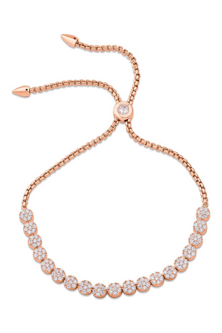Pavé Cubic Zirconia Slider Bracelet, Main, color, CLEAR/ ROSE GOLD