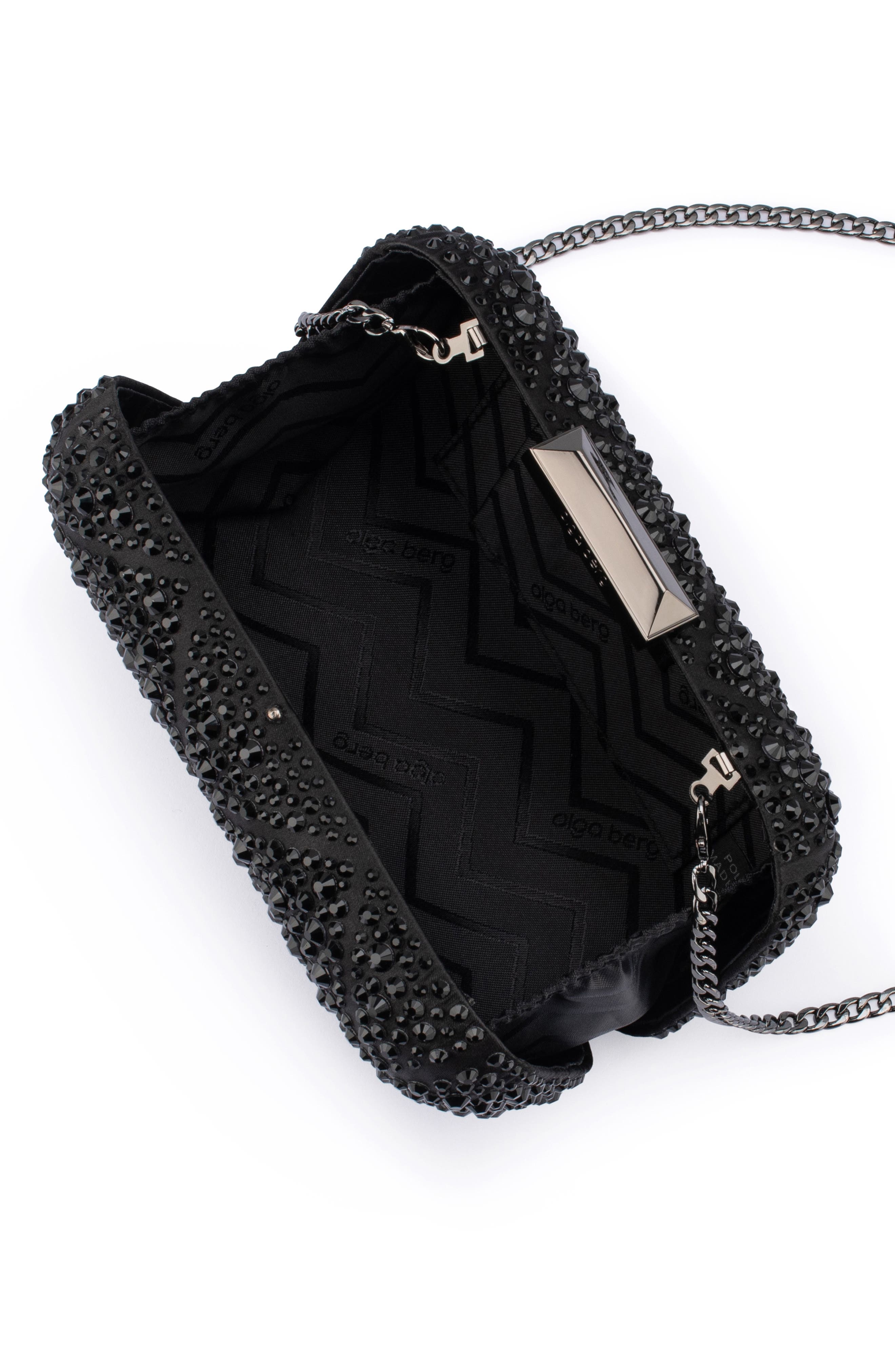 Olga Berg Keren Crystal Hotfix Frame Clutch, Alternate, color, 