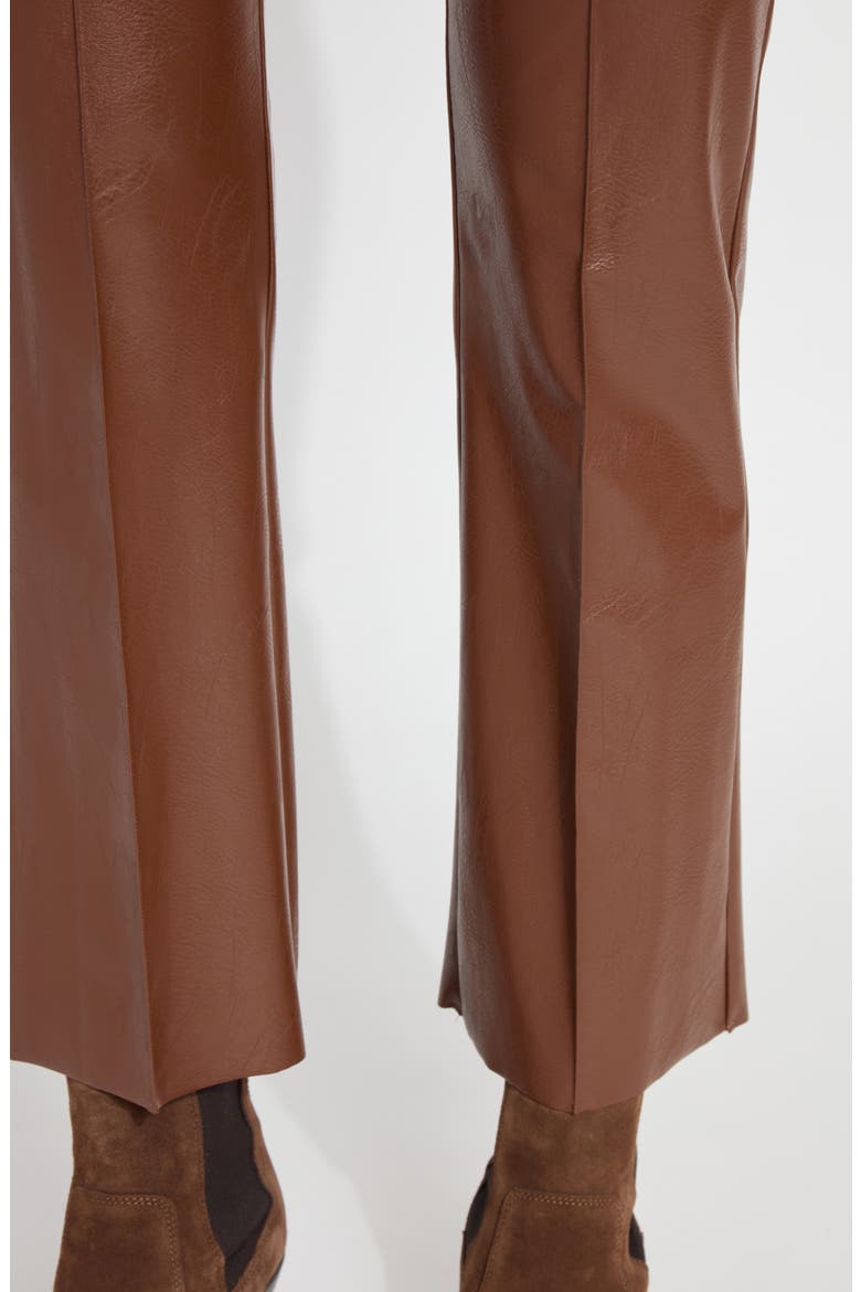 'Lyssentials Elysse Faux Leather Ankle Bootcut Pants, Alternate, color, WHISKEY