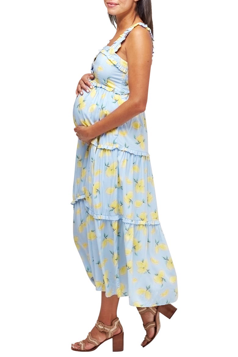 Emma Maternity/Nursing Midi Sundress, Alternate, color, LEMON PRINT