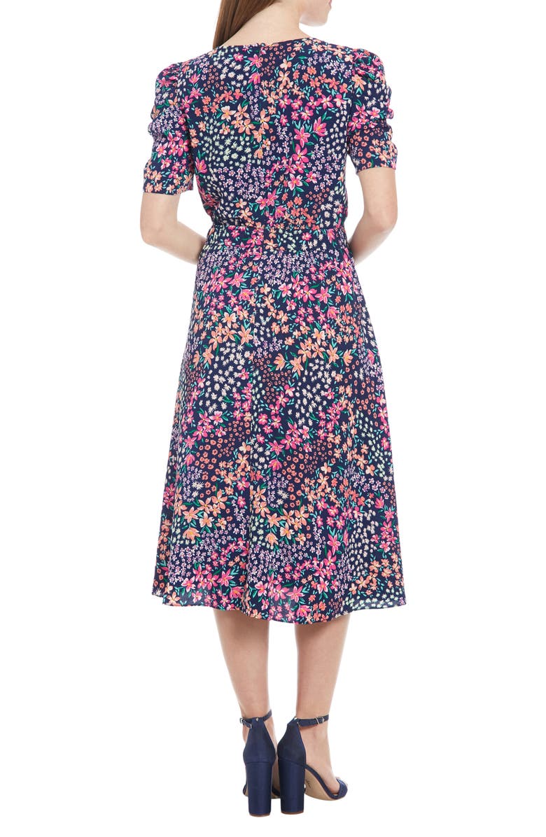 London Times Floral Short Sleeve Midi Dress, Alternate, color, 