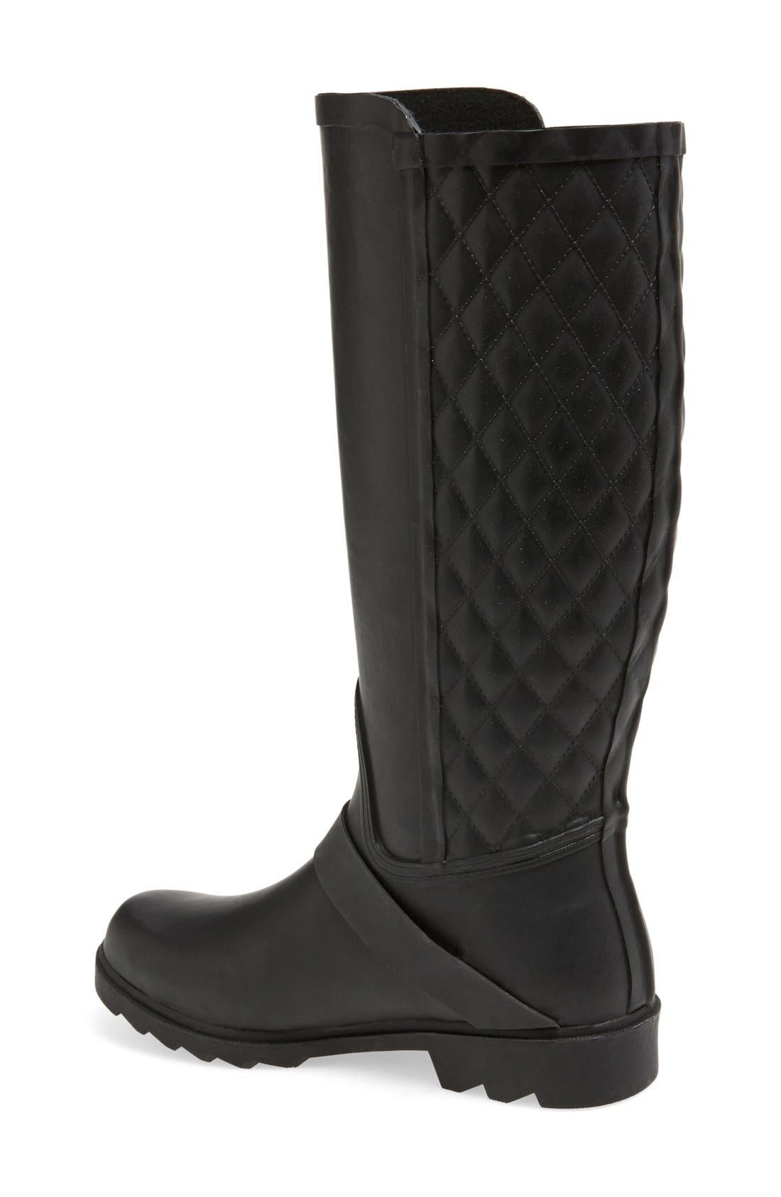 Steven Madden 'Northpol' Tall Rain Boot (Women), Alternate, color, BLACK