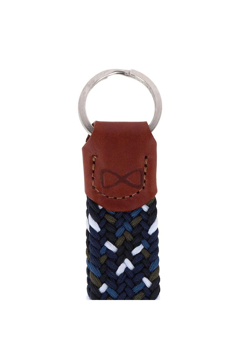 Augusta 25mm Leather & Braided Webbing Keychain, Alternate, color, Navy Blue, Black, and White