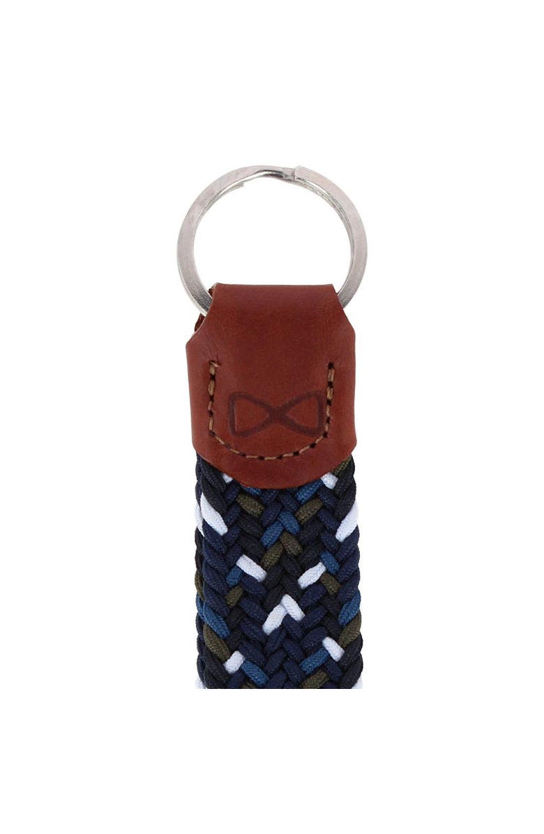 Trafalgar Augusta 25mm Leather & Braided Webbing Keychain, Alternate, color, Navy Blue, Black, And White
