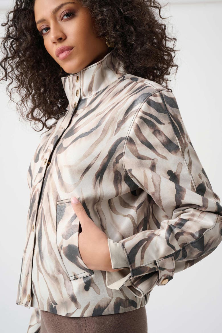 Foiled Faux Suede Animal Print Jacket, Alternate, color, Beige/Multi